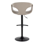 Curva Adjustable Barstool - Set of 2 - Black Metal, Light Grey PU