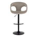 Curva Adjustable Barstool - Set of 2 - Black Metal, Light Grey PU