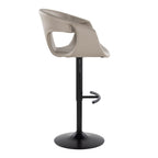 Curva Adjustable Barstool - Set of 2 - Black Metal, Light Grey PU