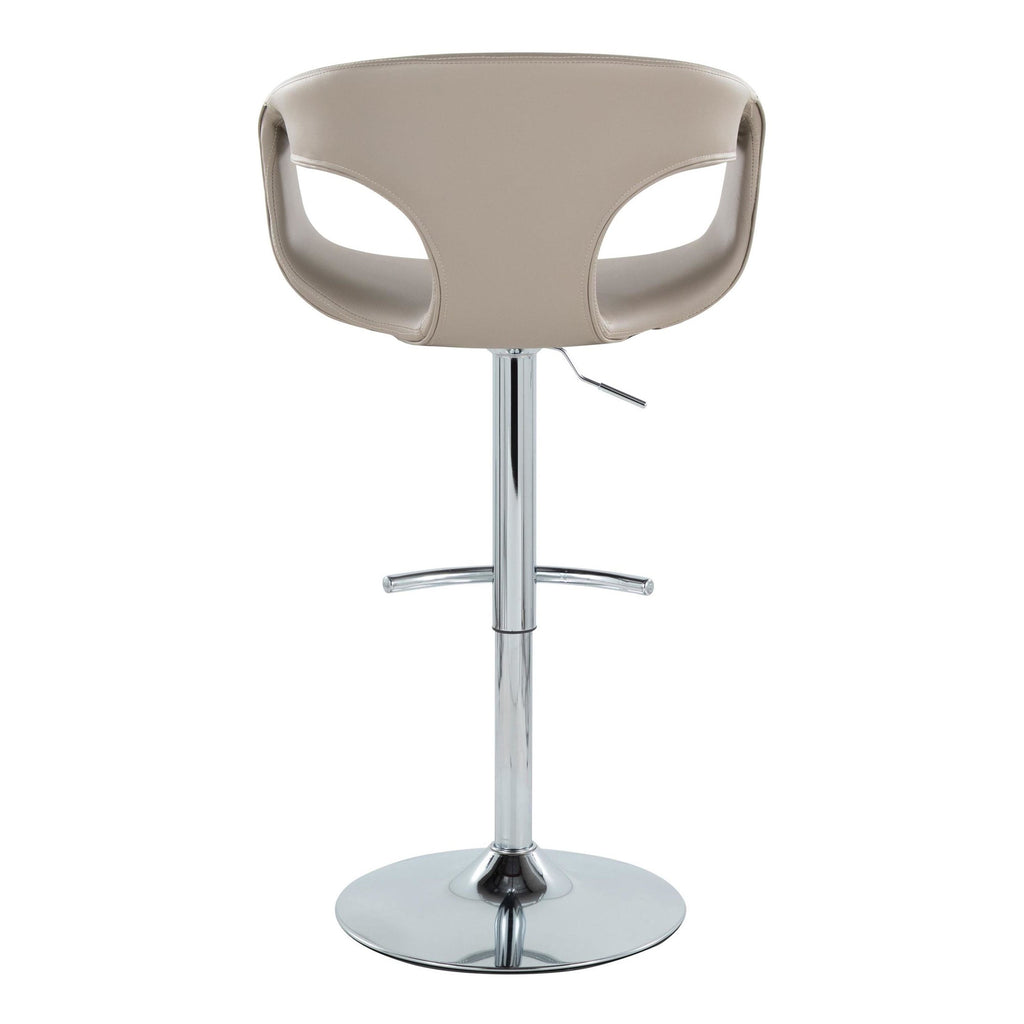 Curva Adjustable Barstool - Set of 2 - Chrome Metal, Light Grey PU