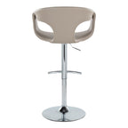 Curva Adjustable Barstool - Set of 2 - Chrome Metal, Light Grey PU