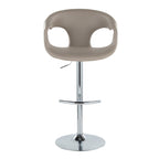 Curva Adjustable Barstool - Set of 2 - Chrome Metal, Light Grey PU