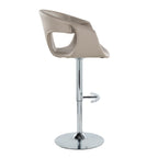 Curva Adjustable Barstool - Set of 2 - Chrome Metal, Light Grey PU