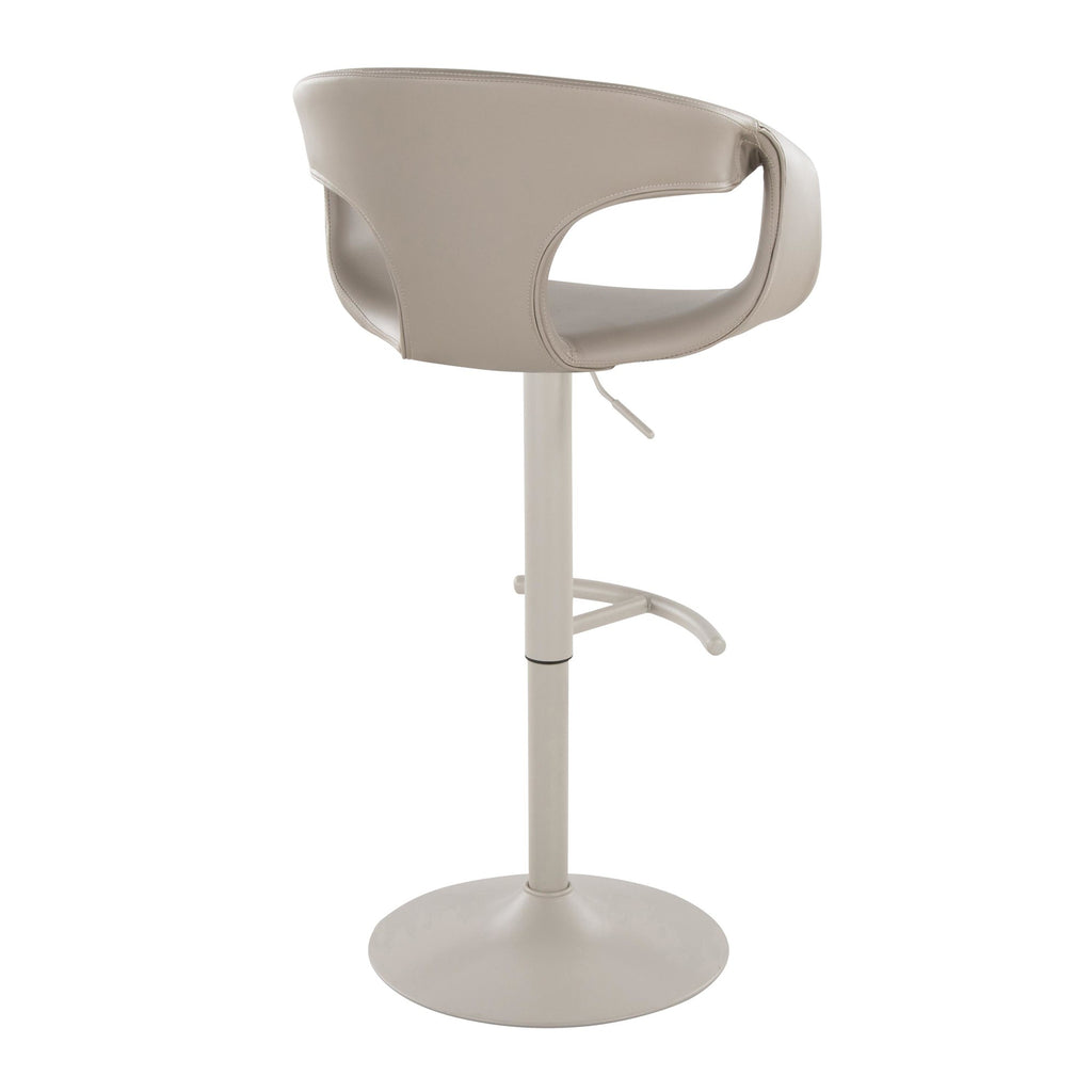 Curva Adjustable Barstool - Set of 2 - Pearl Grey Metal, Light Grey PU