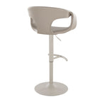Curva Adjustable Barstool - Set of 2 - Pearl Grey Metal, Light Grey PU