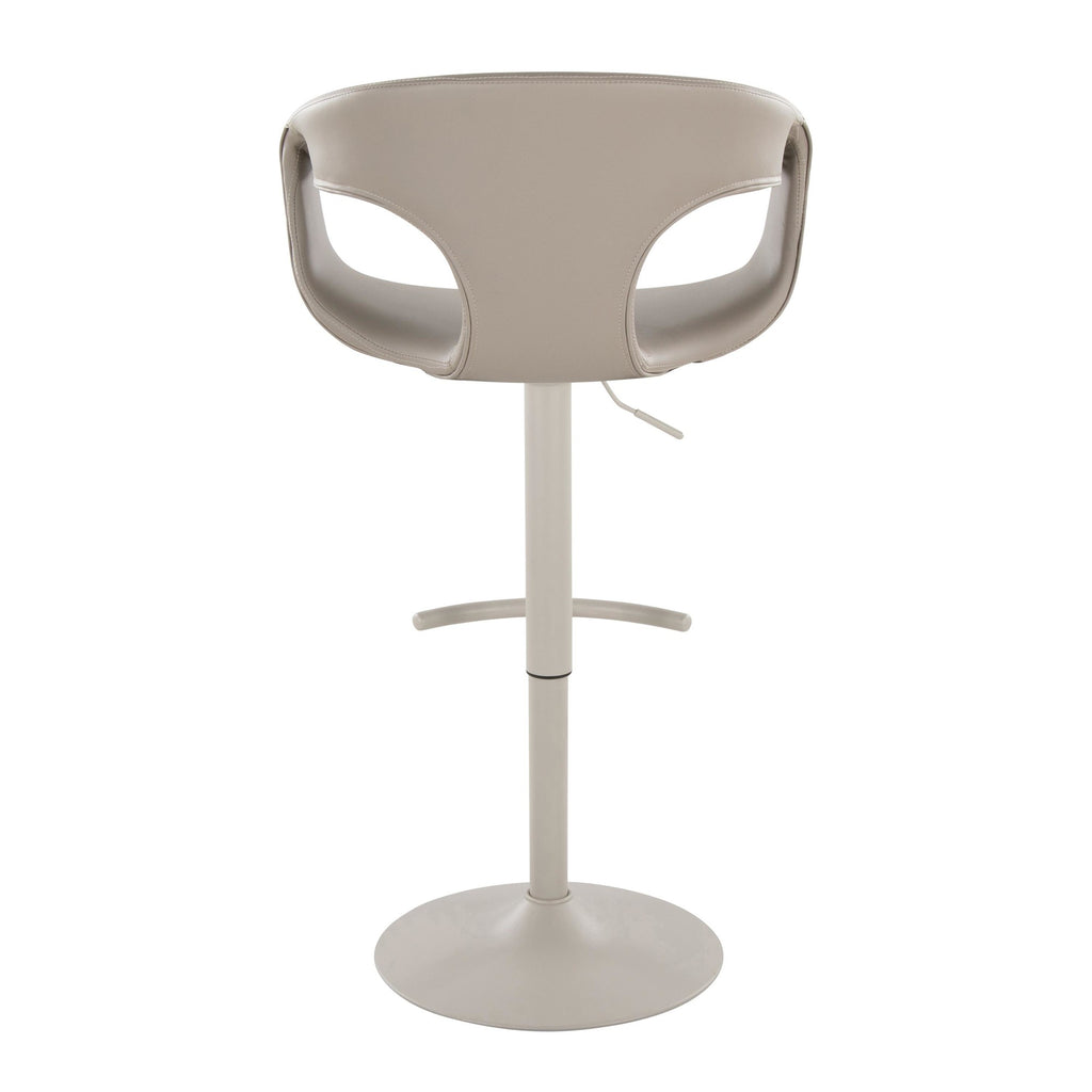 Curva Adjustable Barstool - Set of 2 - Pearl Grey Metal, Light Grey PU