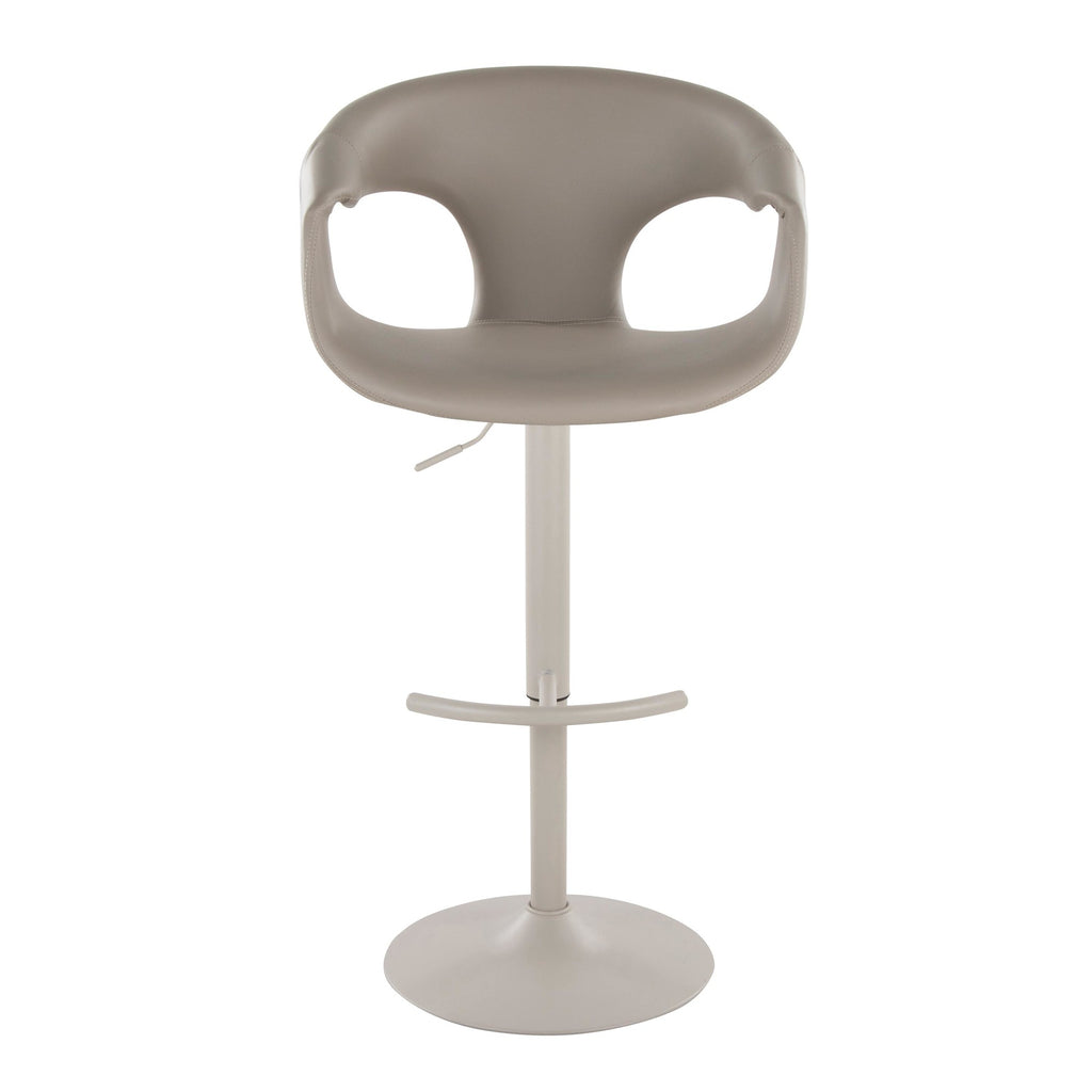 Curva Adjustable Barstool - Set of 2 - Pearl Grey Metal, Light Grey PU