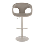 Curva Adjustable Barstool - Set of 2 - Pearl Grey Metal, Light Grey PU