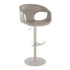 Curva Adjustable Barstool - Set of 2 - Pearl Grey Metal, Light Grey PU