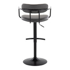 Demi Adjustable Barstool - Set of 2 - Black Metal, Grey PU