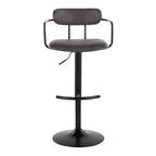 Demi Adjustable Barstool - Set of 2 - Black Metal, Grey PU