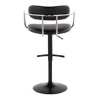 Demi Adjustable Barstool - Set of 2 - Black Metal, Chrome Metal, Black PU