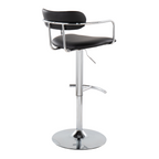 Demi Adjustable Barstool - Set of 2 - Chrome Metal, Black PU