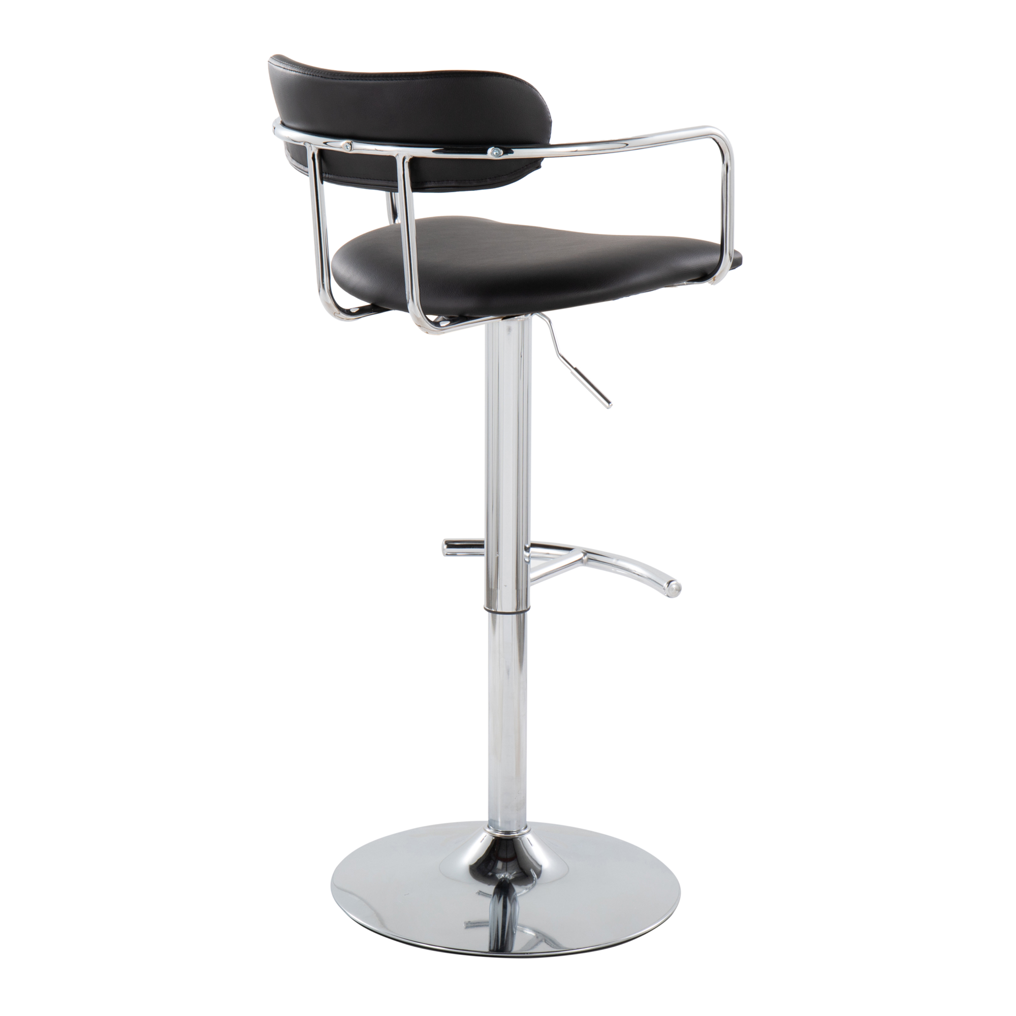 Demi Adjustable Barstool - Set of 2 - Chrome Metal, Black PU