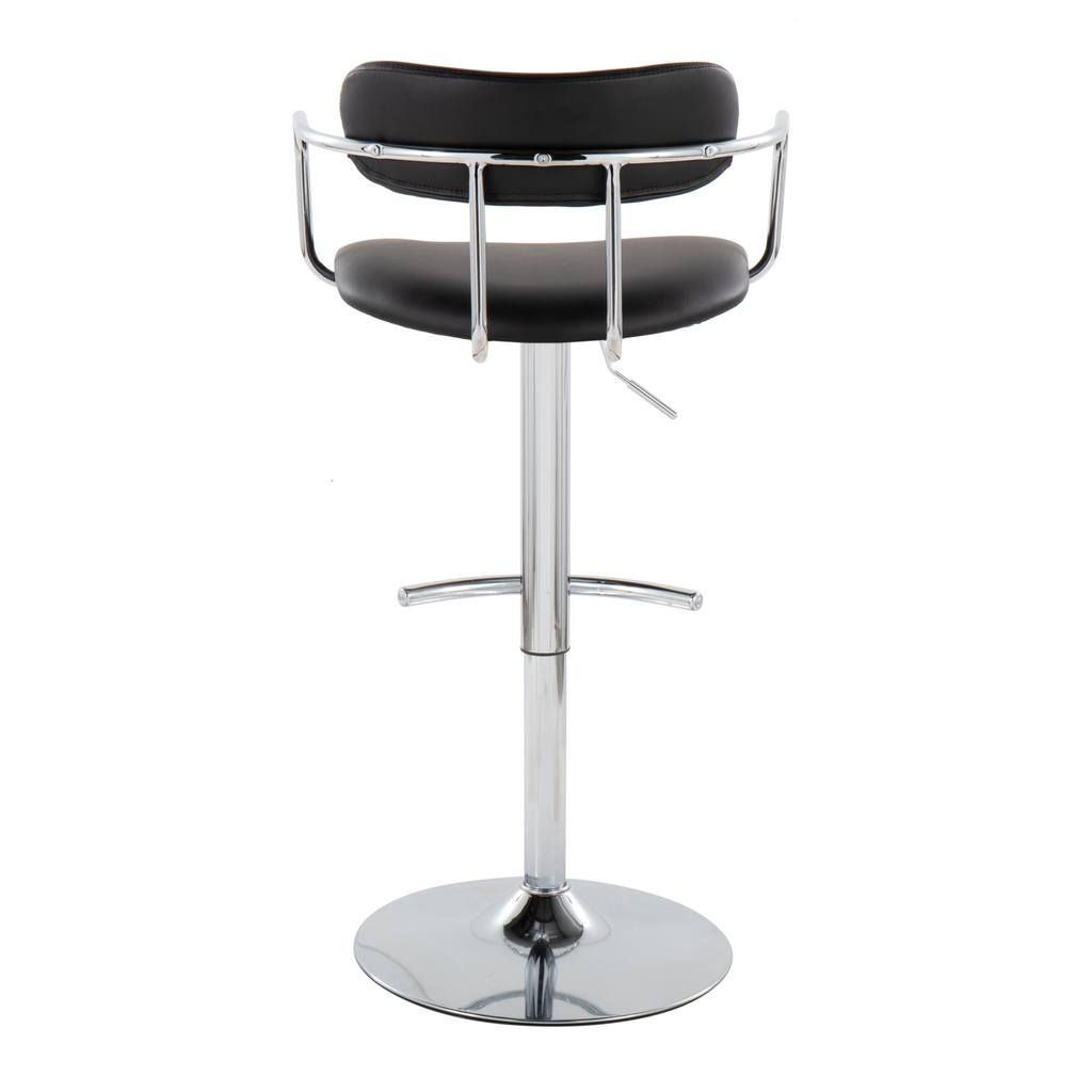 Demi Adjustable Barstool - Set of 2 - Chrome Metal, Black PU