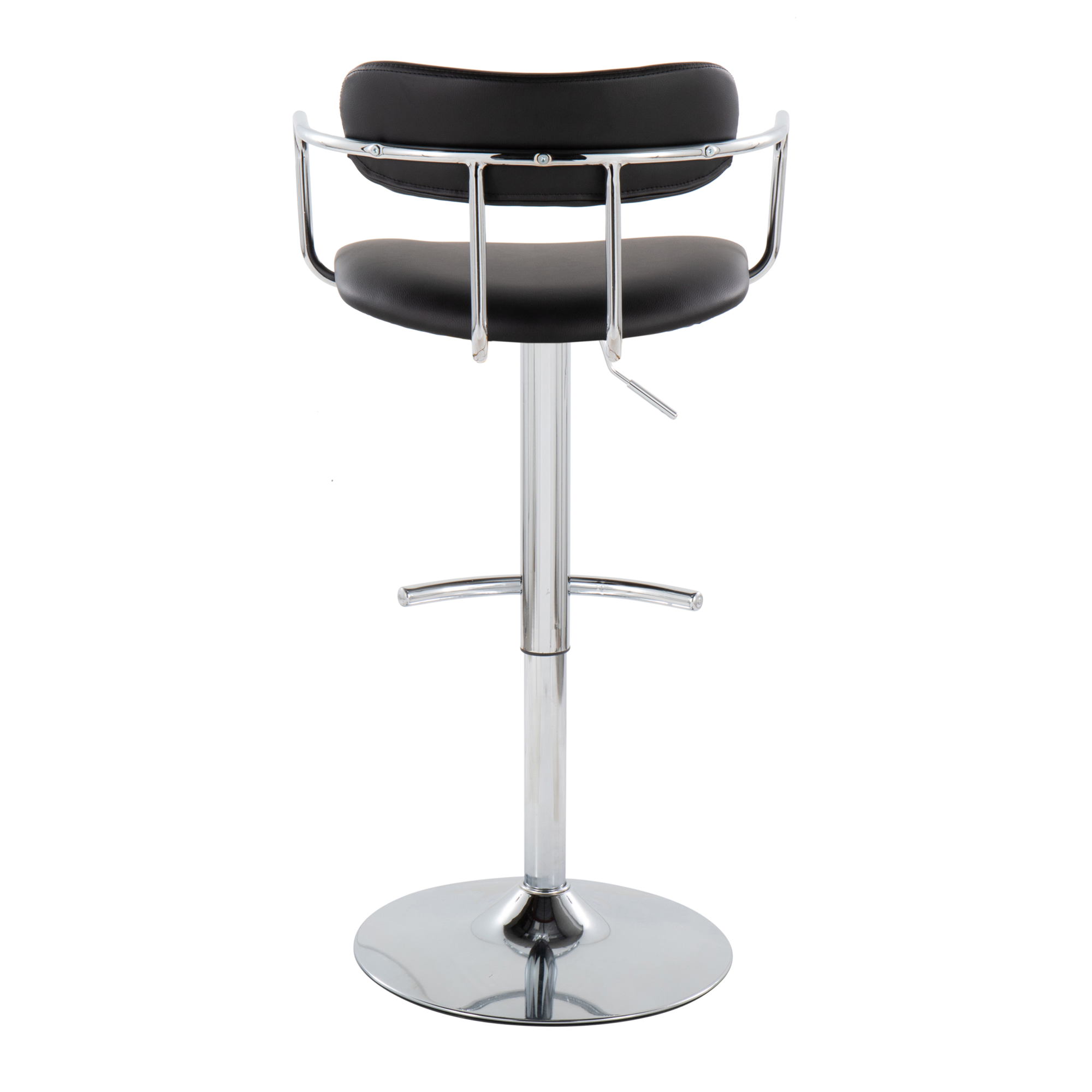 Demi Adjustable Barstool - Set of 2 - Chrome Metal, Black PU