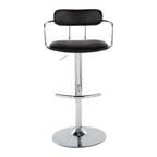 Demi Adjustable Barstool - Set of 2 - Chrome Metal, Black PU