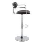 Demi Adjustable Barstool - Set of 2 - Chrome Metal, Black PU