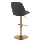 Diana Adjustable Barstool - Set of 2 - Gold Metal, Black PU