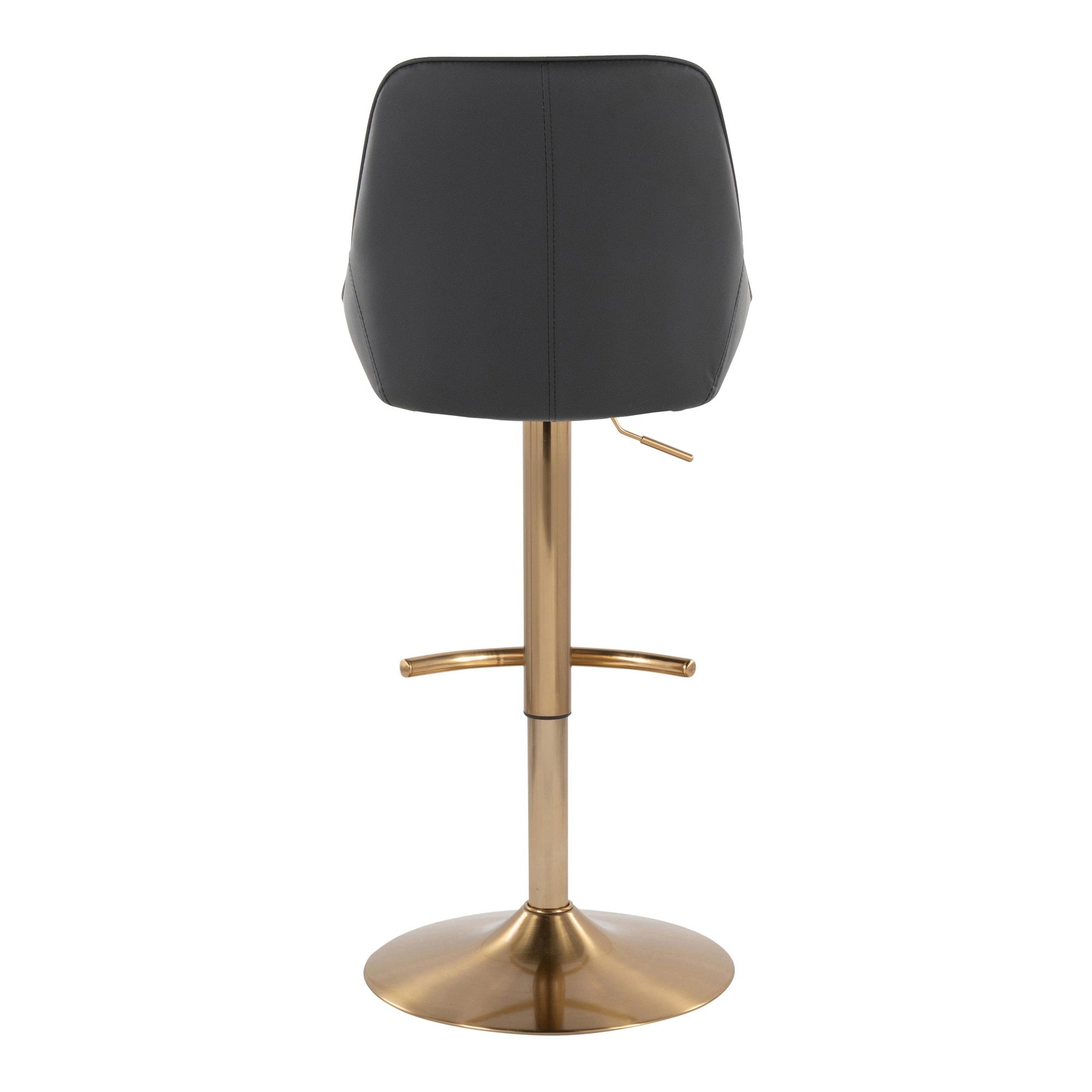 Diana Adjustable Barstool - Set of 2 - Gold Metal, Black PU