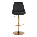 Diana Adjustable Barstool - Set of 2 - Gold Metal, Black PU