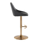 Diana Adjustable Barstool - Set of 2 - Gold Metal, Black PU