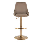 Diana Adjustable Barstool - Set of 2 - Gold Metal, Brown PU