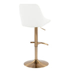 Diana Adjustable Barstool - Set of 2 - Gold Metal, White PU
