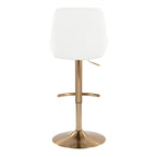 Diana Adjustable Barstool - Set of 2 - Gold Metal, White PU