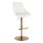 Diana Adjustable Barstool - Set of 2 - Gold Metal, White PU