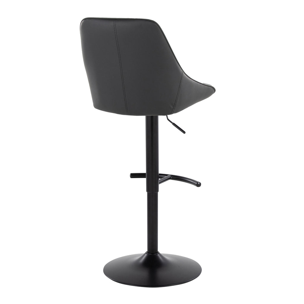 Diana Adjustable Barstool - Set of 2 - Black Metal, Black PU