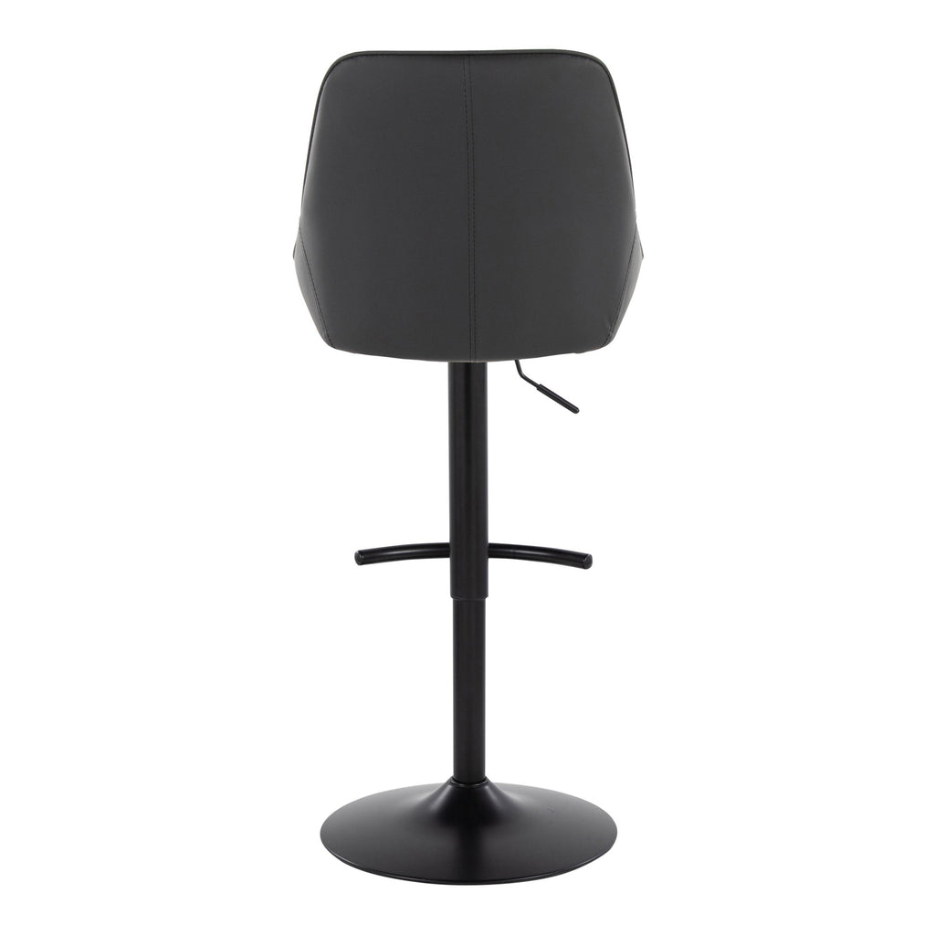 Diana Adjustable Barstool - Set of 2 - Black Metal, Black PU