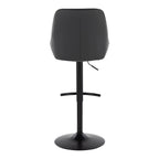 Diana Adjustable Barstool - Set of 2 - Black Metal, Black PU