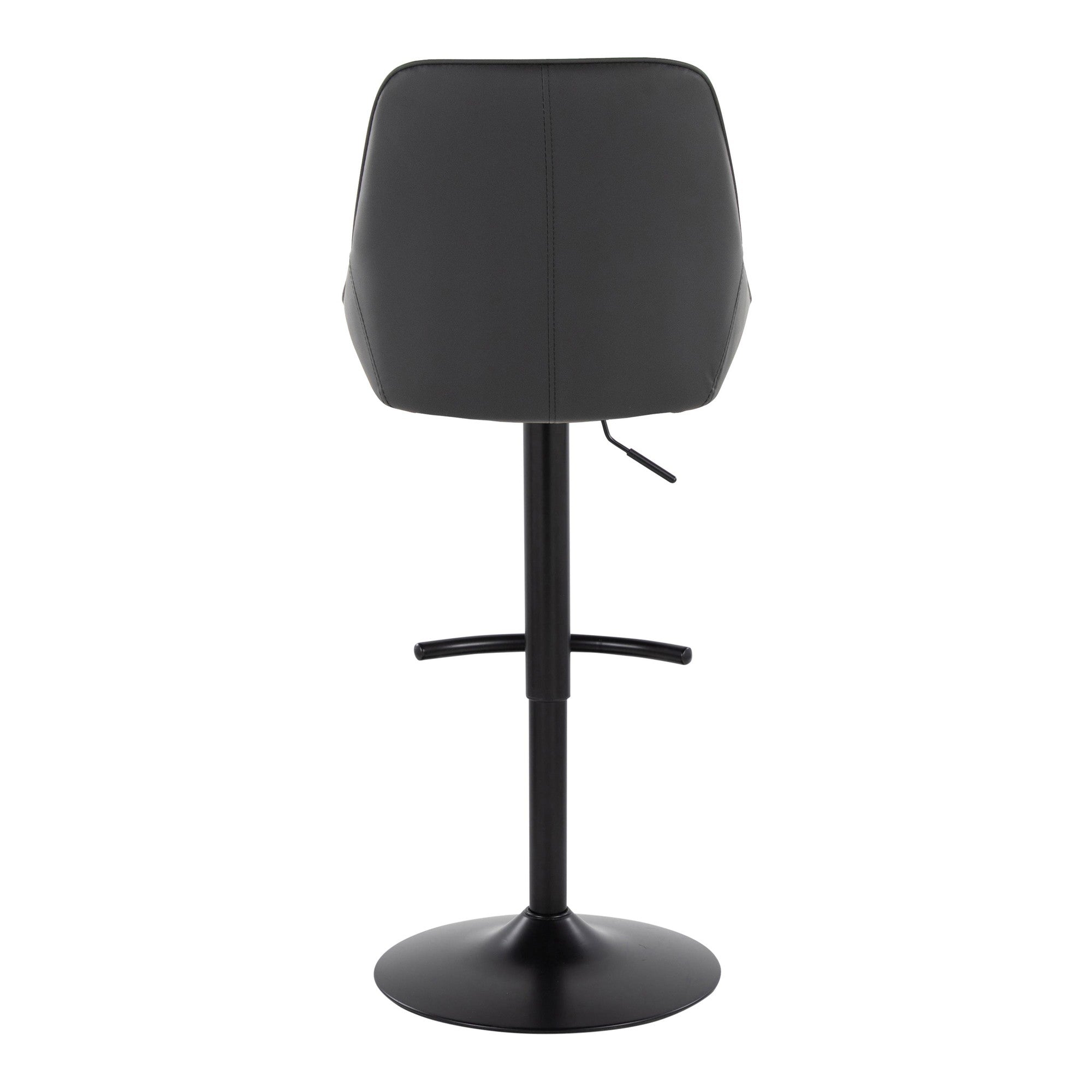 Diana Adjustable Barstool - Set of 2 - Black Metal, Black PU