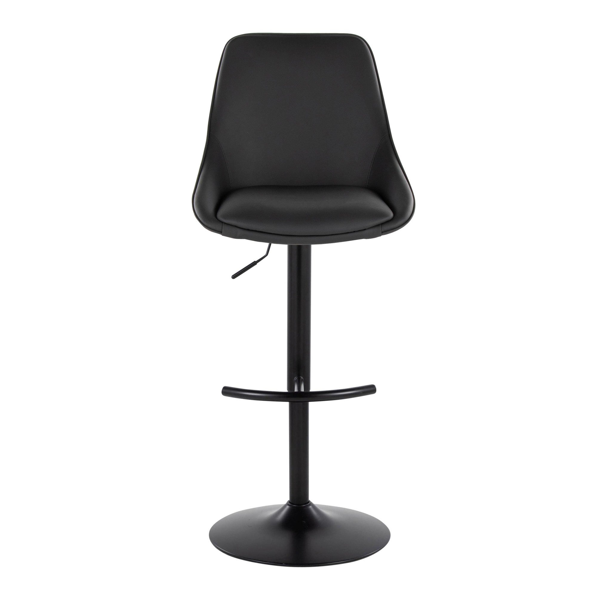Diana Adjustable Barstool - Set of 2 - Black Metal, Black PU