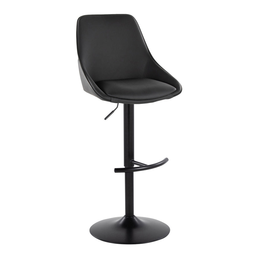 Diana Adjustable Barstool - Set of 2 - Black Metal, Black PU