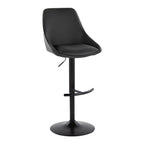 Diana Adjustable Barstool - Set of 2 - Black Metal, Black PU