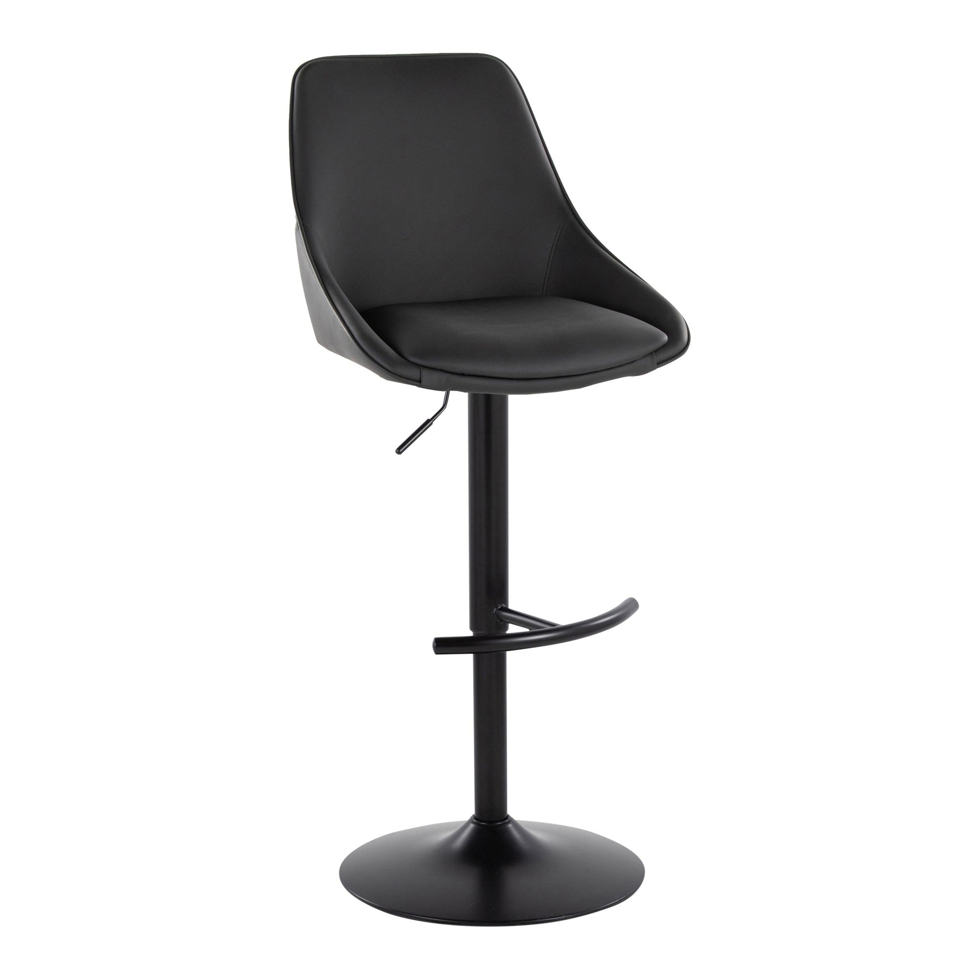 Diana Adjustable Barstool - Set of 2 - Black Metal, Black PU