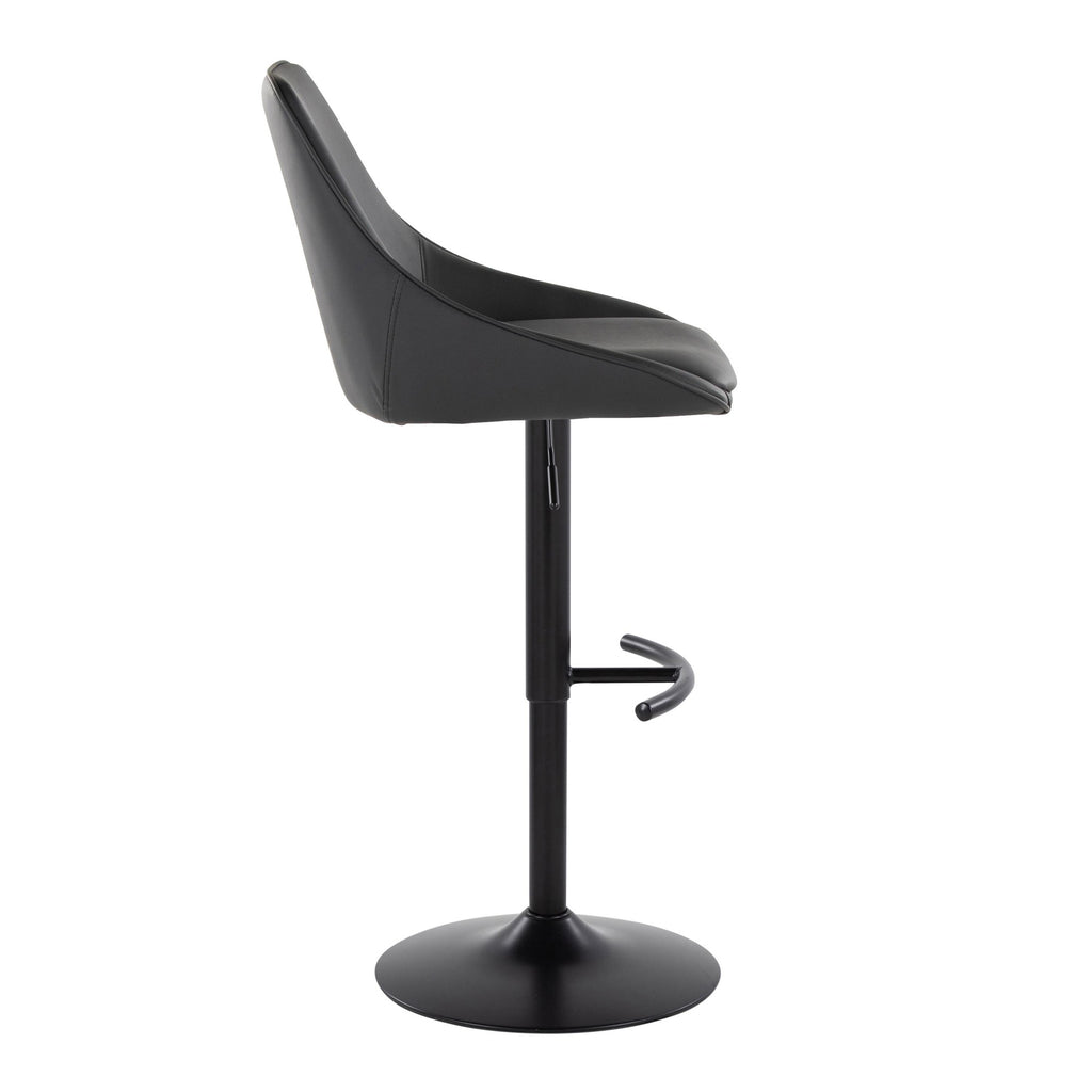 Diana Adjustable Barstool - Set of 2 - Black Metal, Black PU