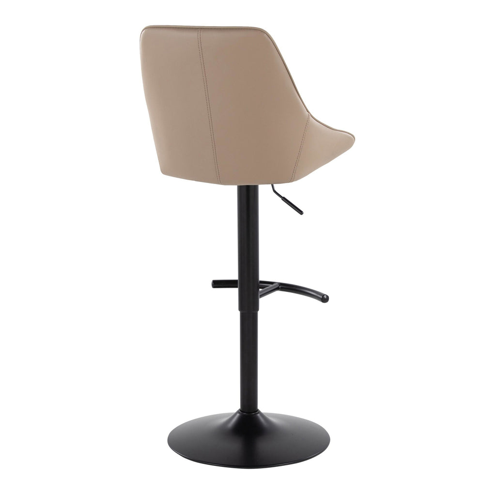 Diana Adjustable Barstool - Set of 2 - Black Metal, Brown PU