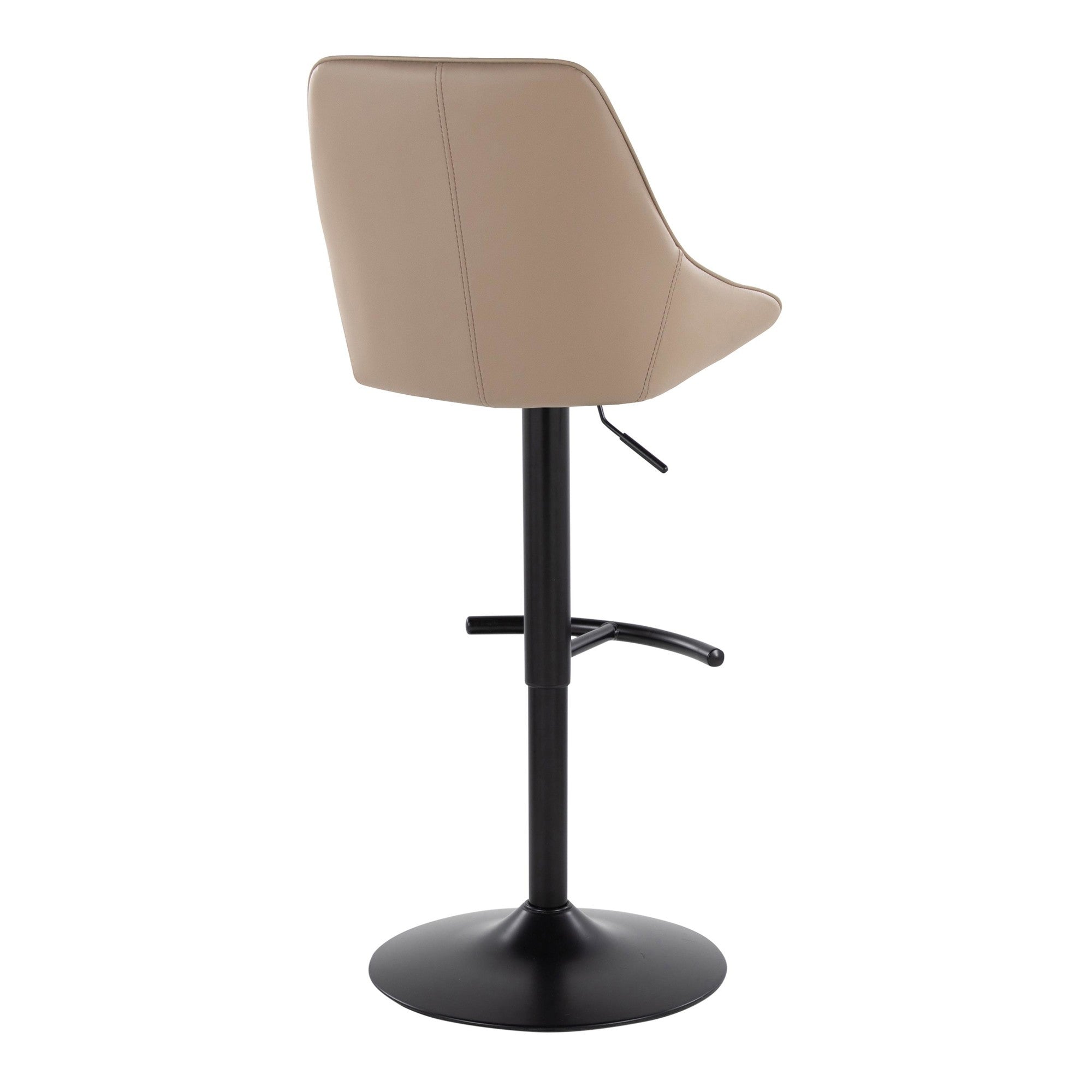 Diana Adjustable Barstool - Set of 2 - Black Metal, Brown PU