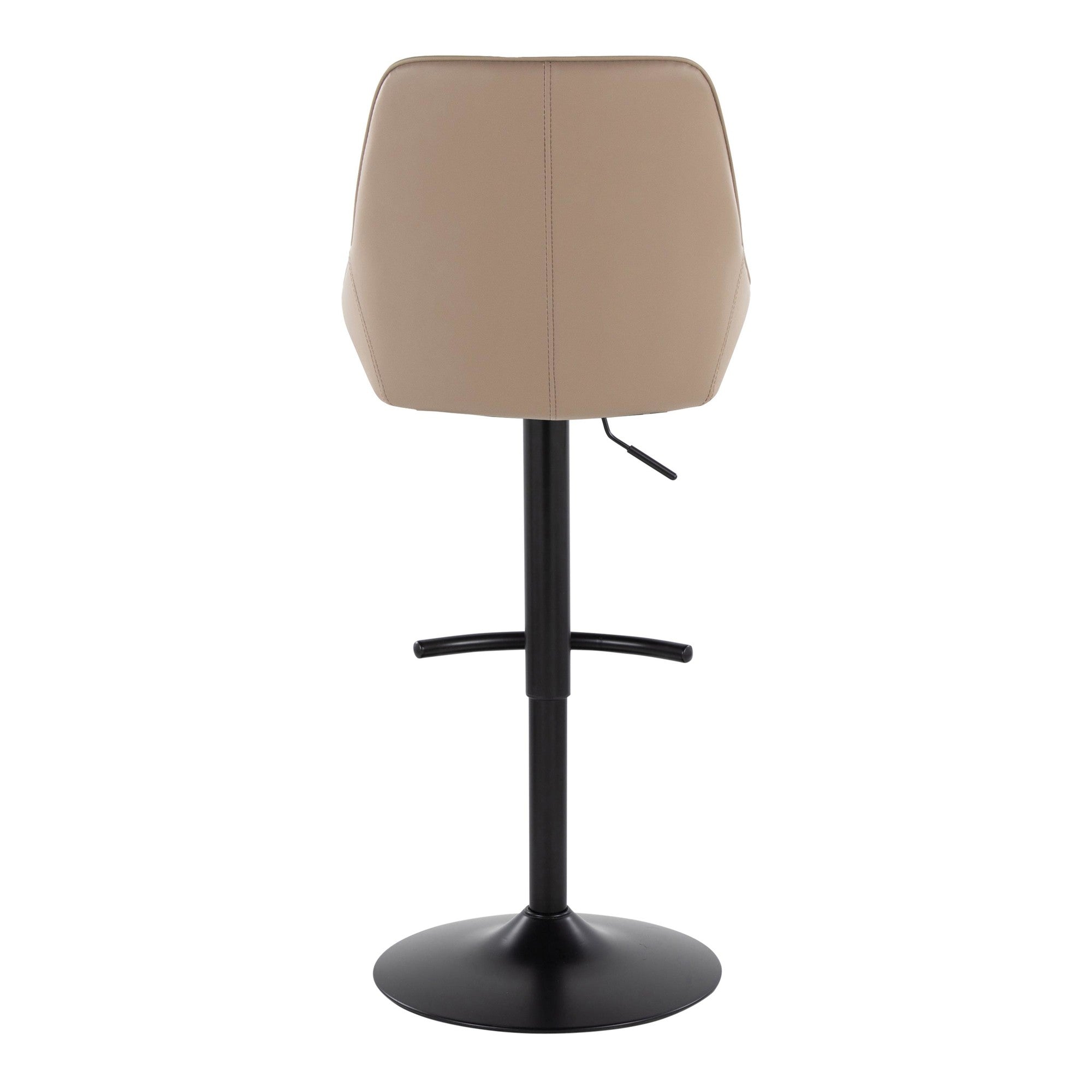 Diana Adjustable Barstool - Set of 2 - Black Metal, Brown PU