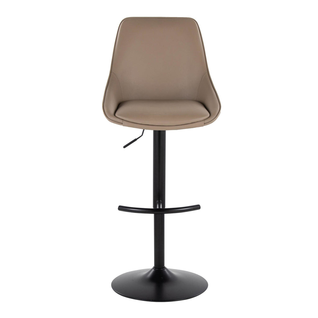 Diana Adjustable Barstool - Set of 2 - Black Metal, Brown PU