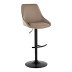 Diana Adjustable Barstool - Set of 2 - Black Metal, Brown PU