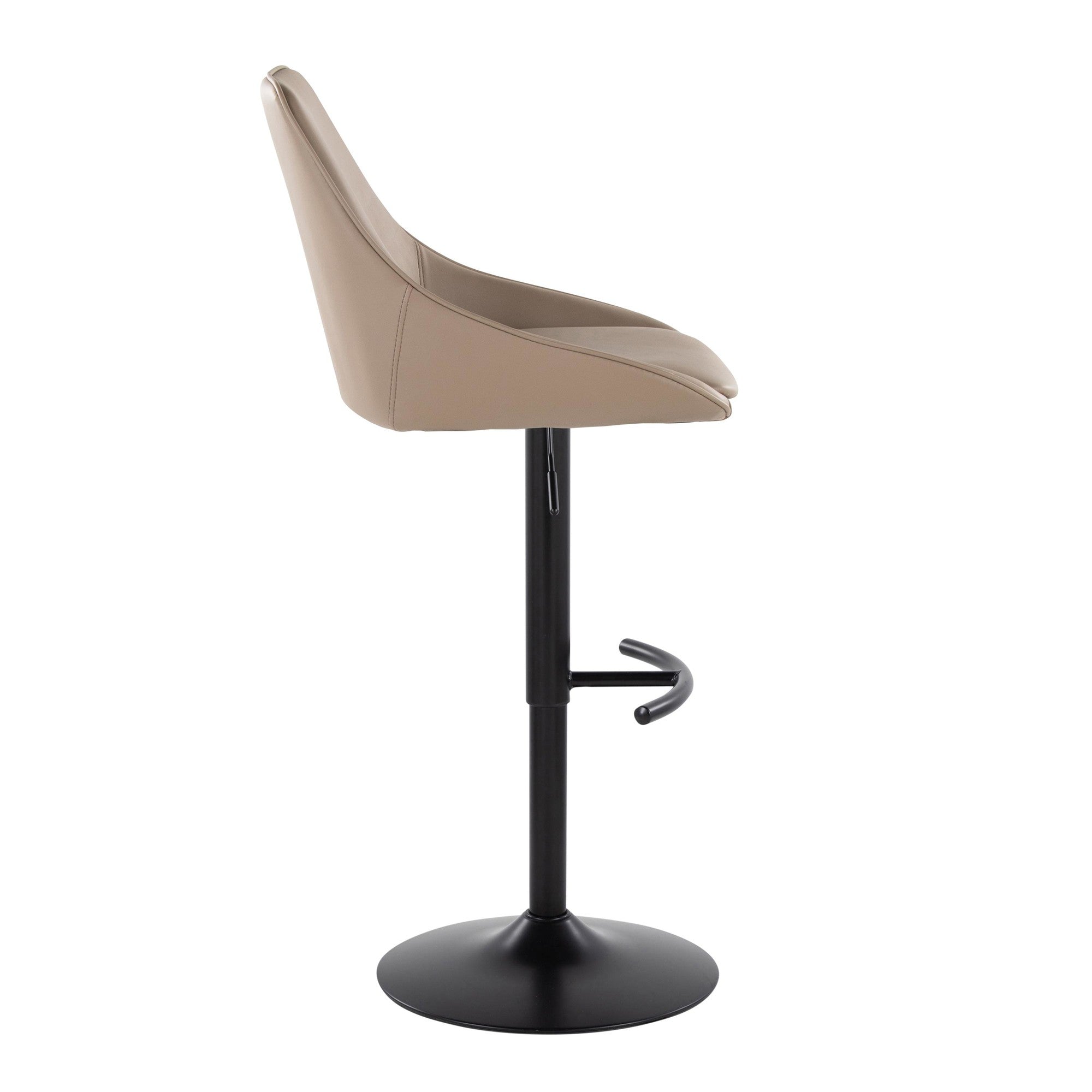 Diana Adjustable Barstool - Set of 2 - Black Metal, Brown PU