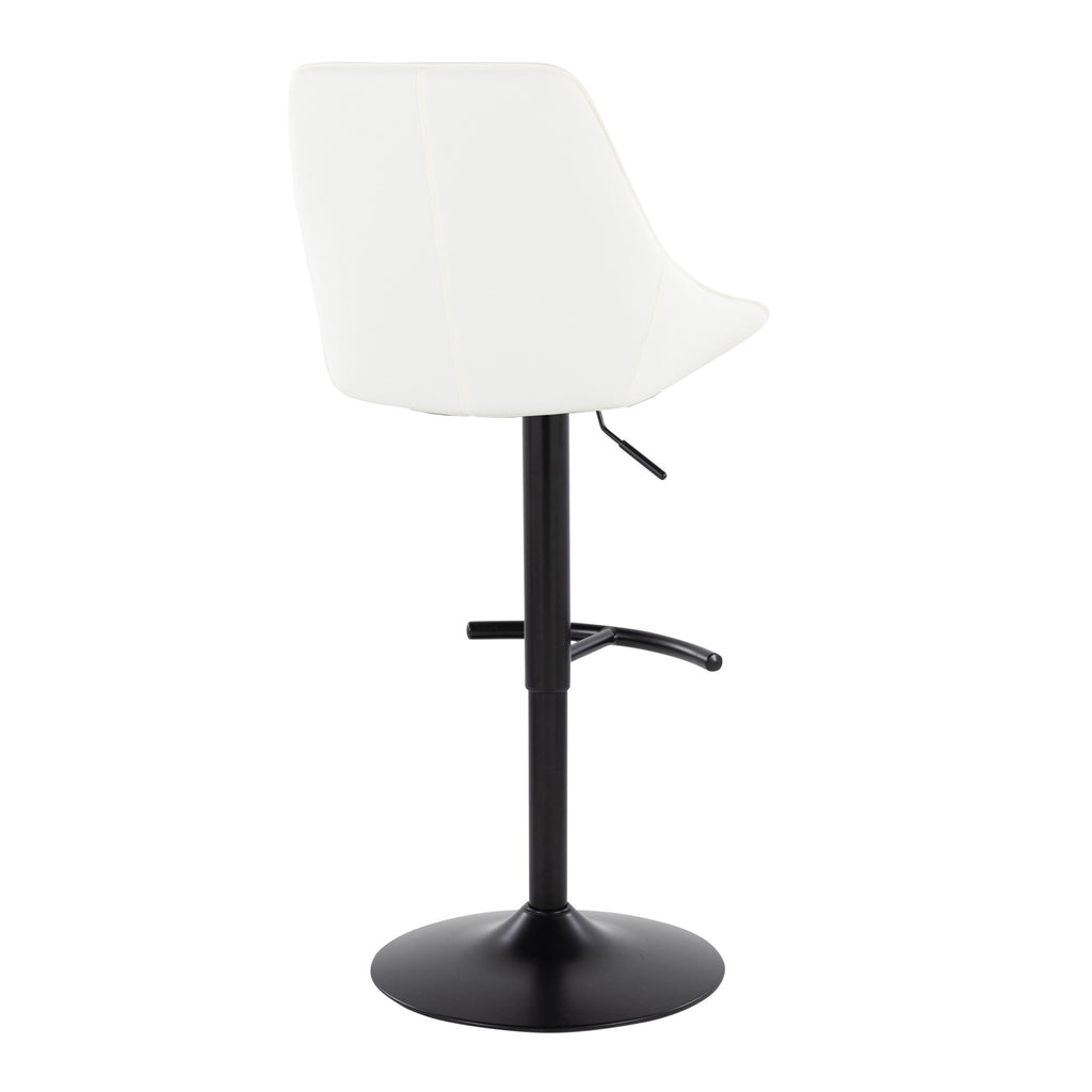 Diana Adjustable Barstool - Set of 2 - Black Metal, White PU
