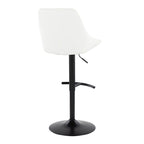Diana Adjustable Barstool - Set of 2 - Black Metal, White PU