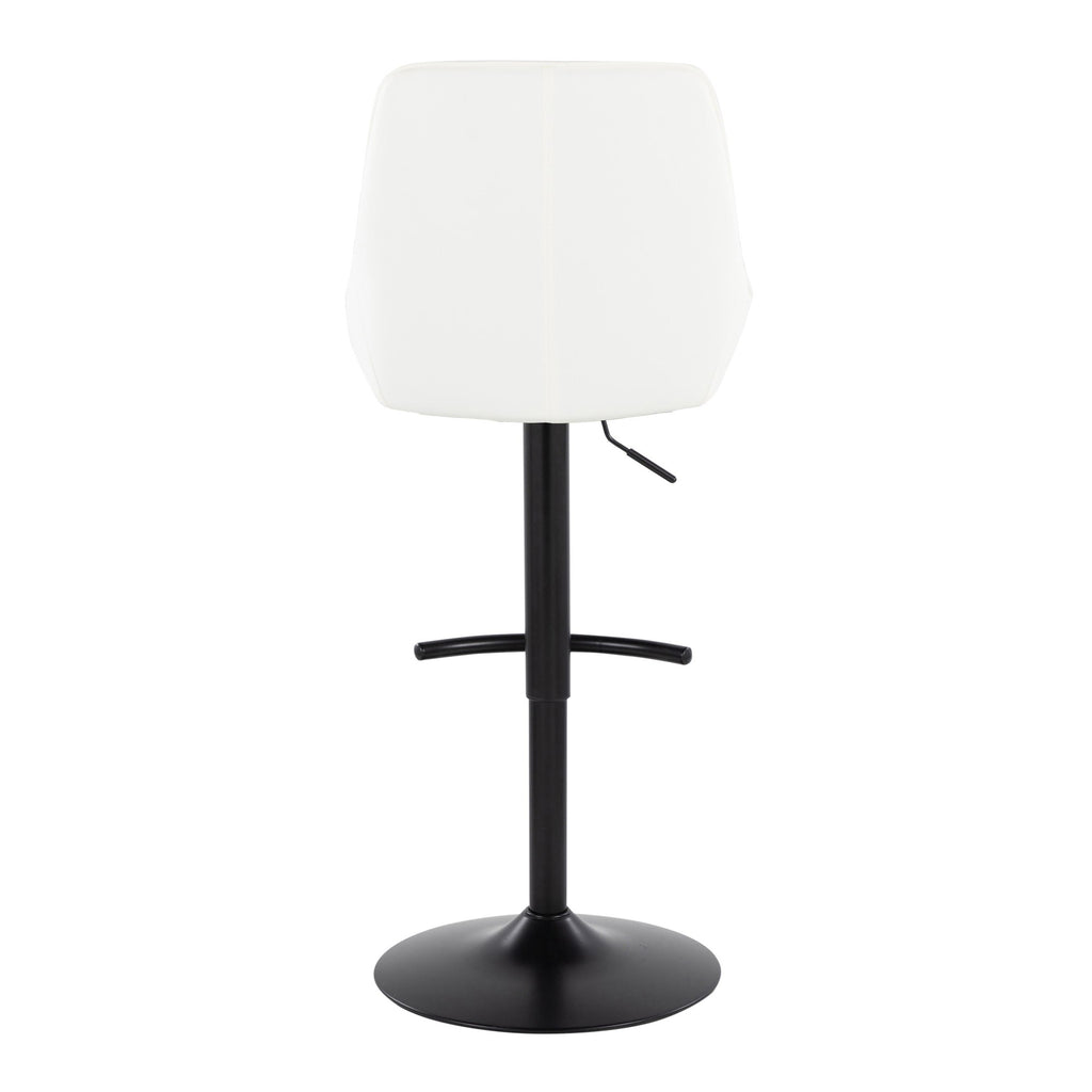 Diana Adjustable Barstool - Set of 2 - Black Metal, White PU
