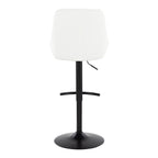 Diana Adjustable Barstool - Set of 2 - Black Metal, White PU