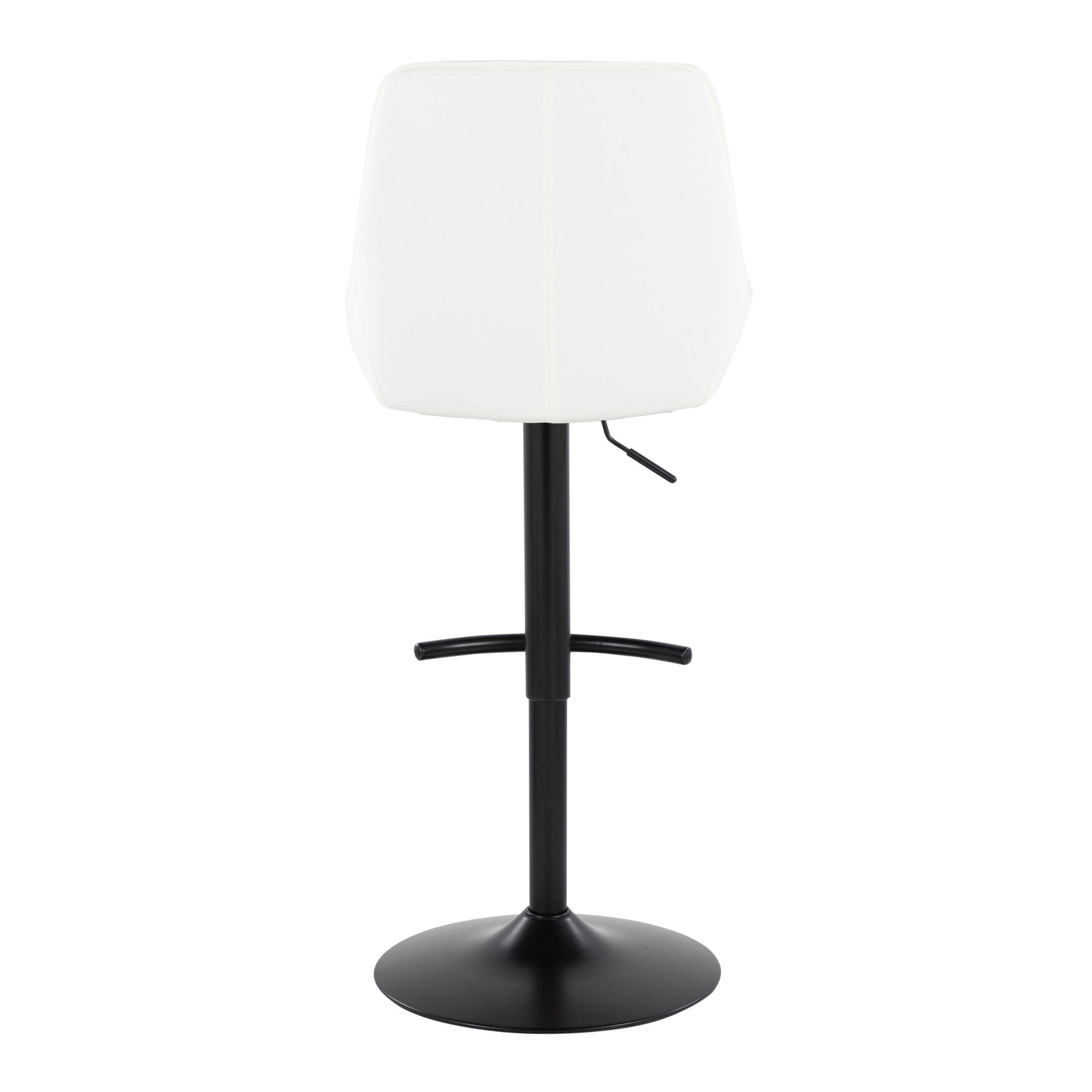 Diana Adjustable Barstool - Set of 2 - Black Metal, White PU